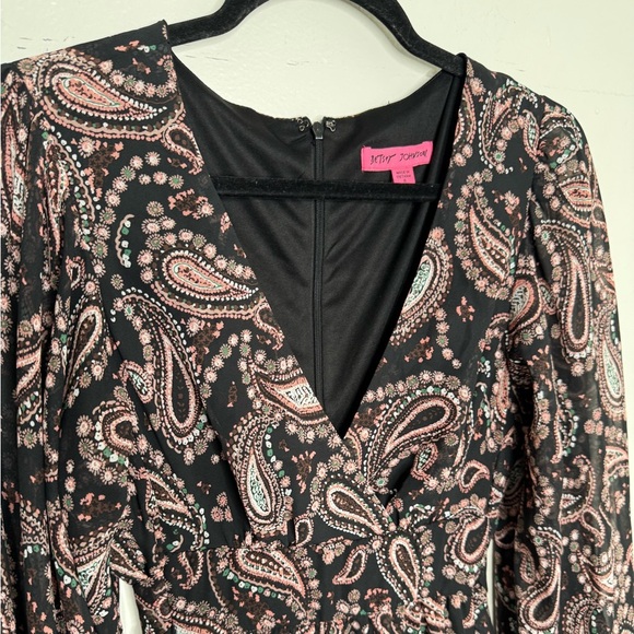 Betsey Johnson womens 8 midi bambi bell sleeves paisley print dress witchy vamp - Picture 8 of 12